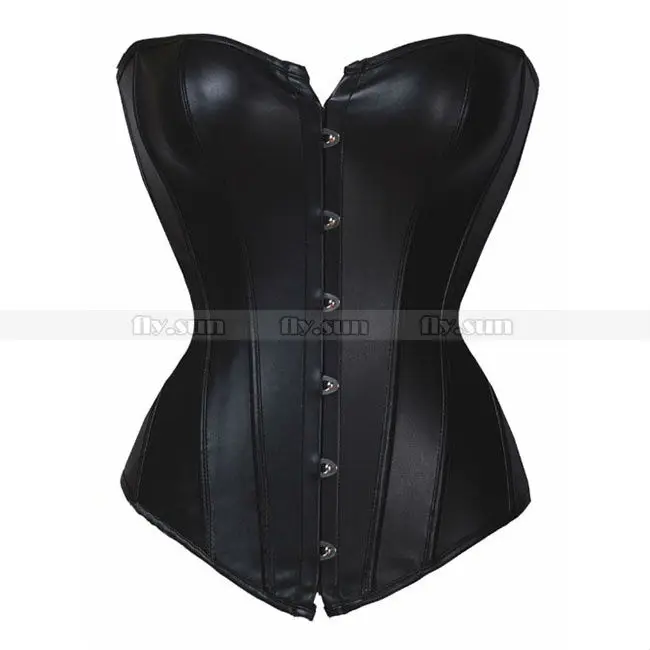 Черный Искусственная кожа корсет Топ в байкерском стиле для девочек костюм со