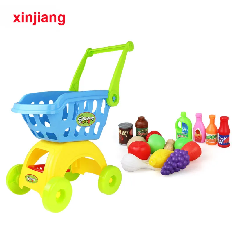 

Kitchen Toys Shopping Cart Pretend Play Plastic Food Toy Cutting Fruit Vegetable Food Pretend Play Toys For Children