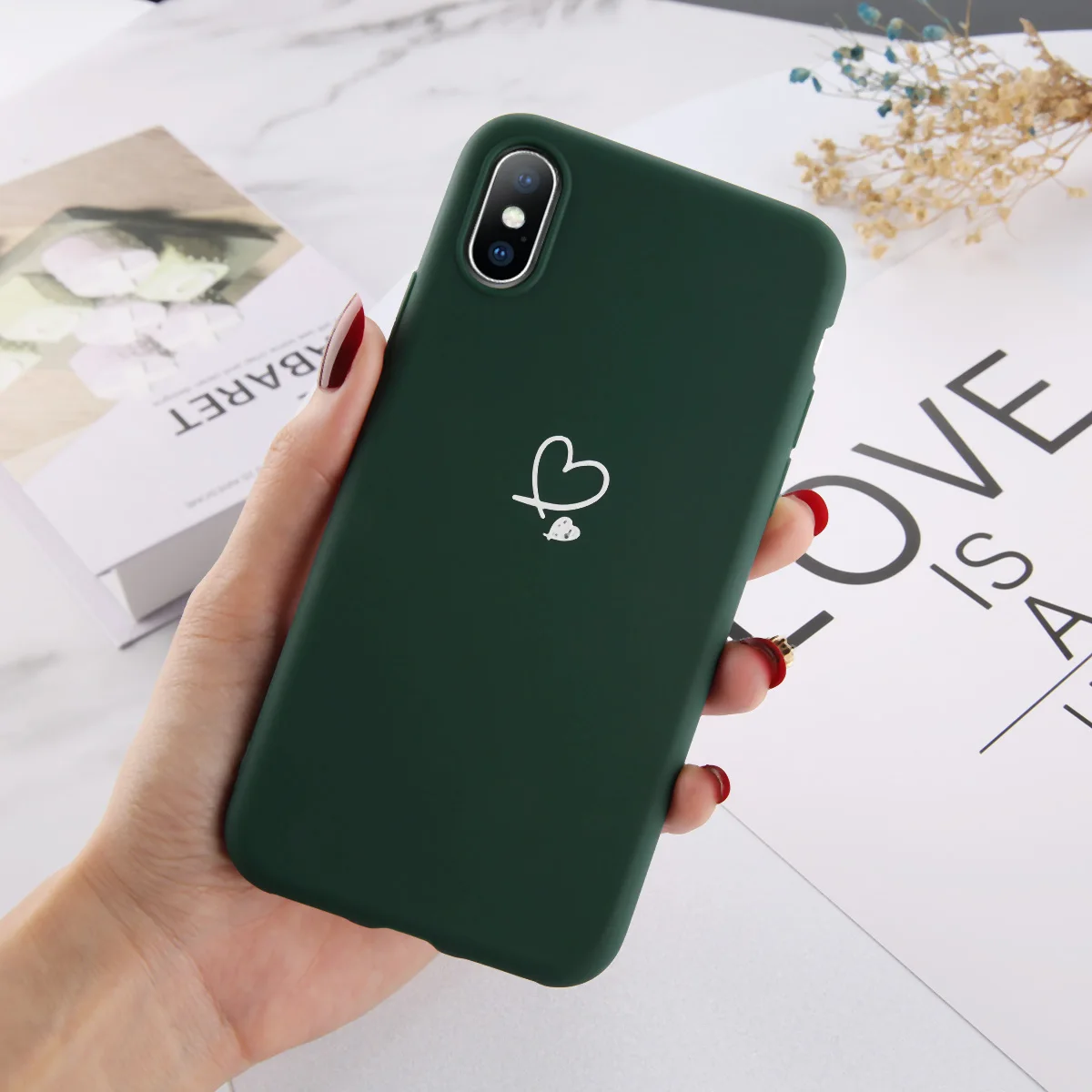 Green Lovebay разноцветное сердце «любовь» чехол для iPhone 6 6S 7 8 Plus 11 Pro X XR XS Max 5 5S SE карамельный цвет чехол для телефона мягкий ТПУ задняя крышка - Цвет: Green