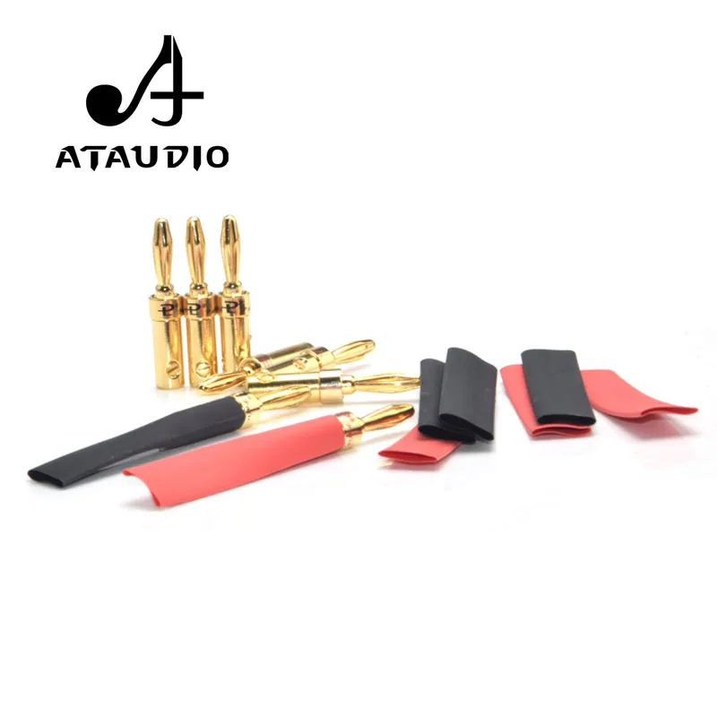 8 шт. ATAUDIO позолоченный динамик разъем типа "банан" DIY HiFi Разъем типа "банан" аудио кабель Разъемы 4 мм