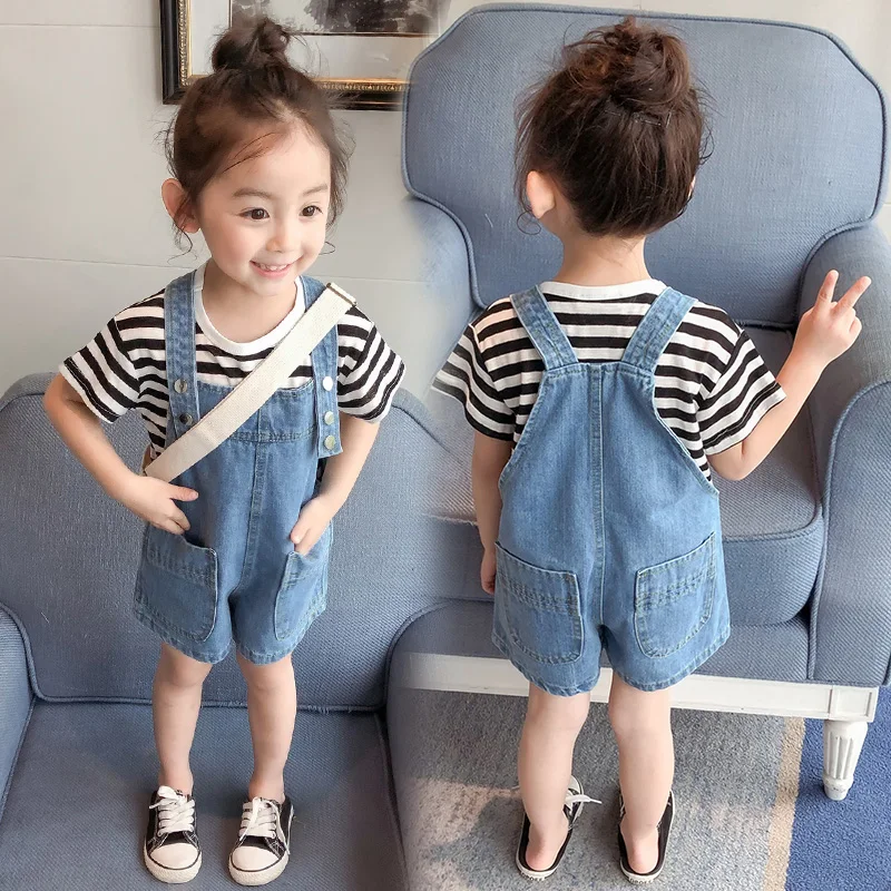Летняя одежда для маленьких детей джинсовые шорты с карманами девочек джинсовый