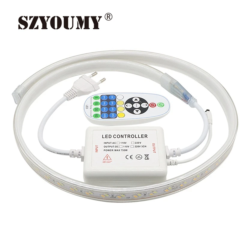 SZYOUMY 5730 120 светодиодов/м 220 В Светодиодная лента CCT холодный белый и теплый двойной