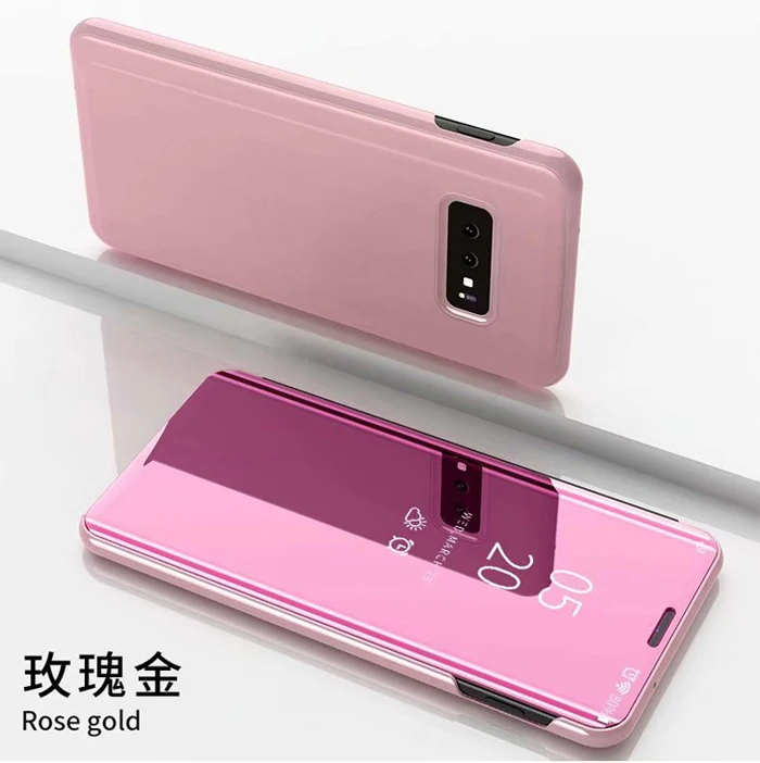 Чехол для Galaxy S10 5G, чехол s, умный зеркальный прозрачный кожаный чехол для samsung Galaxy S10e, чехол S10 Plus S 10+ чехол, Funda - Цвет: Rose Gold