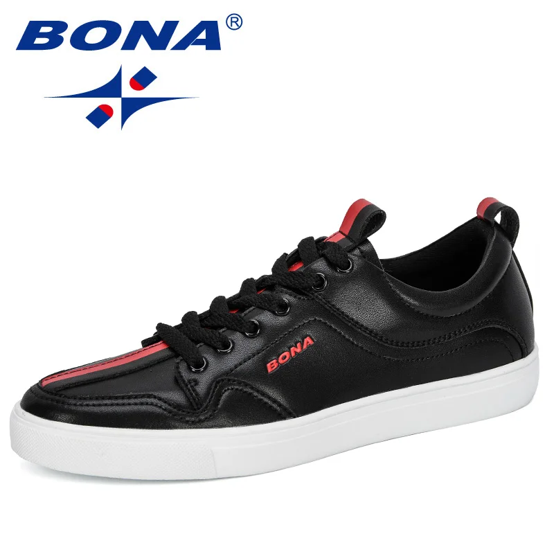 Black red BONA/Новинка года; стильная нескользящая обувь для мужчин; Zapatos De Mujer; модная мужская обувь для скейтбординга; удобная мужская обувь; zapatillas mujer - Цвет: Black red