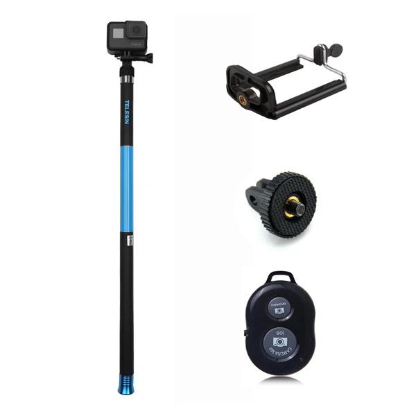 Option 3 TELESIN 10" Селфи-палка для телефона android GoPro Hero Xiaomi YI 4K SJCAM EKEN выдвижной ручной монопод из углеродного волокна - Цвет: Option 3