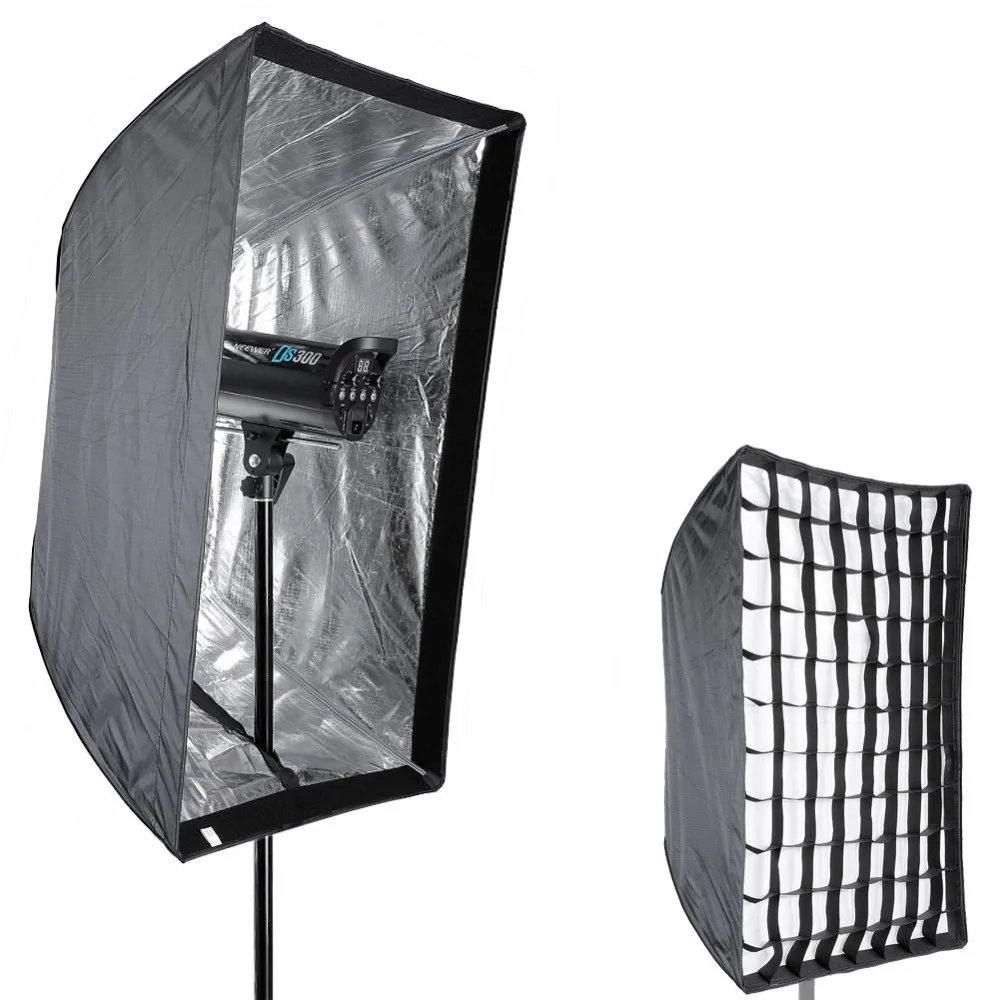 Neewer фотостудия 24 &quotx 36&quot/60x90 см прямоугольник зонтик типа Speedlite софтбокс с сеткой