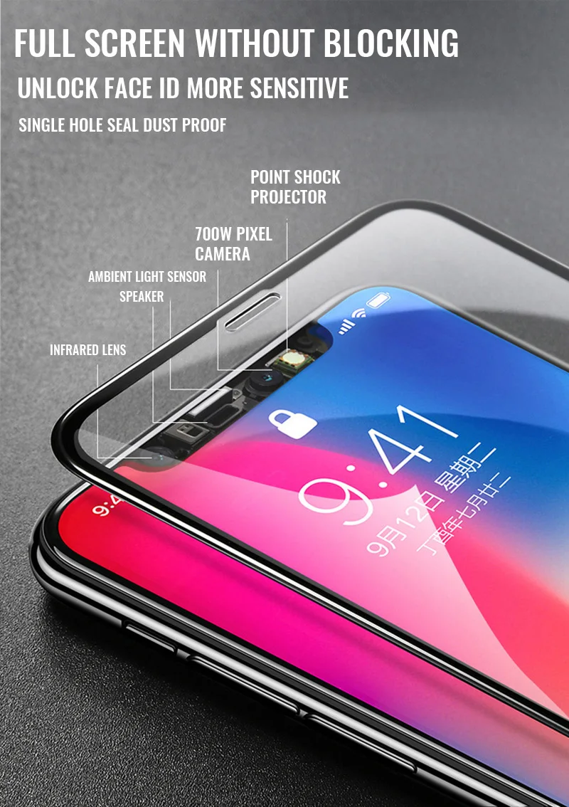 11D закругленные края полное покрытие экрана протектор стекло на iPhone X XS Max XR экран протектор для iPhone 7 6 6s 8 Plus стекло