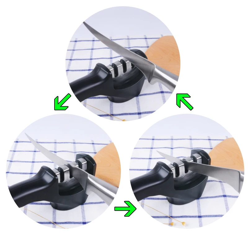 Профессиональный 3 стадии алмаз Вольфрам Сталь Кухня заточка лезвия ножа