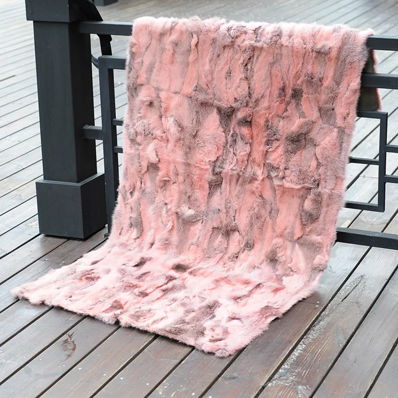 買取 CX-D-11U カスタムサイズパッチワークリアルウサギの毛皮の毛布床リアルファー敷物寝室毛布ホームカーペット