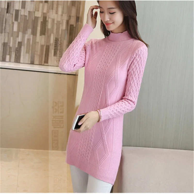 New 2018 Autumn Long Women Knitted Sweater Casual Sleeve Solid Women's Sweaters Clothes Pullovers Fashion Jumper pull femme | Женская