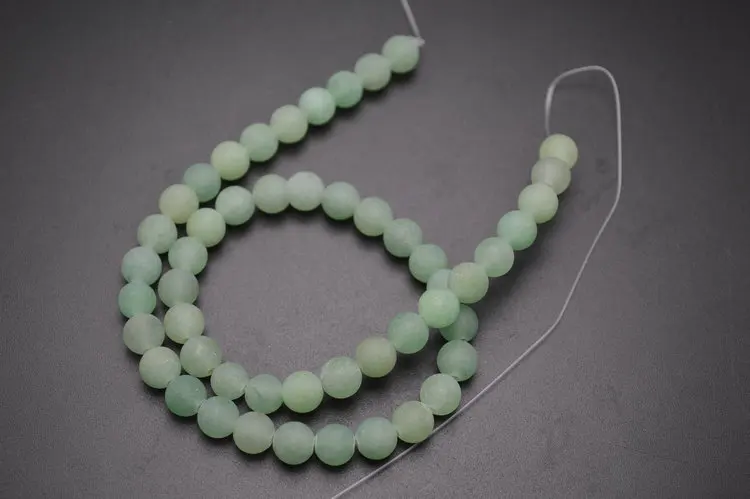 

Popular Natural Matte Dull Polished Green Stone Round Spacer Loose Beads fit Necklace making