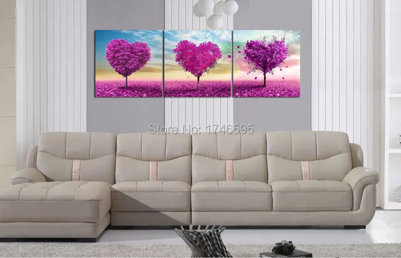 

Big size modern home wall art decor purple heart tree Wall Art picture living room bedroom wall decor landscape print Painting