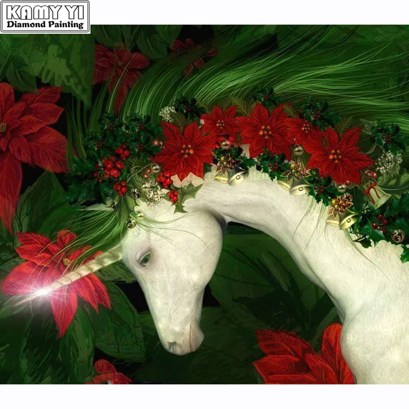Полноразмерная Алмазная 3D картина сделай сам вышивка алмазная Лошадь с цветами