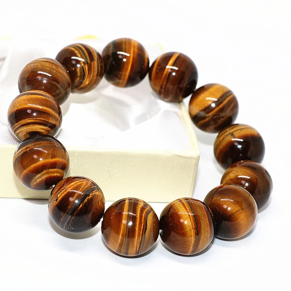 

High grade unisex multicolor bracelet 2 style 18mm natural stone yellow Africa tiger eye round beads bangle jewels 7.5inch B1682
