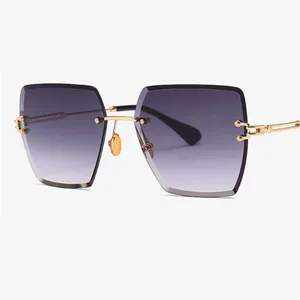 Очки солнцезащитные женские прозрачные, квадратные, без оправы, с градиентными линзами, роскошные винтажные брендовые большие