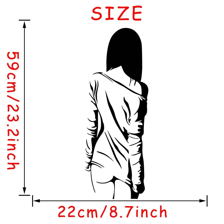 Black Sexy Woman Back View Portrait Wall Sticker Bedroom Living Room Decoration Wallpaper Carved Removable Vinyl Art Decals | Дом и сад