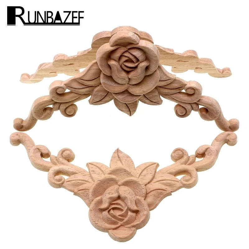 RUNBAZEF SRose Цветочная деревянная искусственная угловая аппликация деревянные