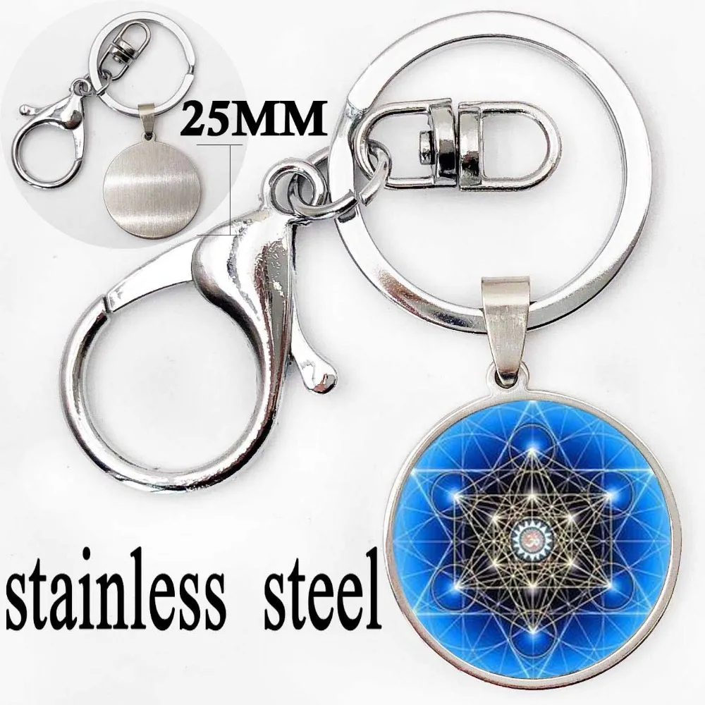 Fashion High Quality Keychain Glass Yoga Pattern Key Chain Mandala Handmade Art ring India Women Religious Jewelry | Украшения и