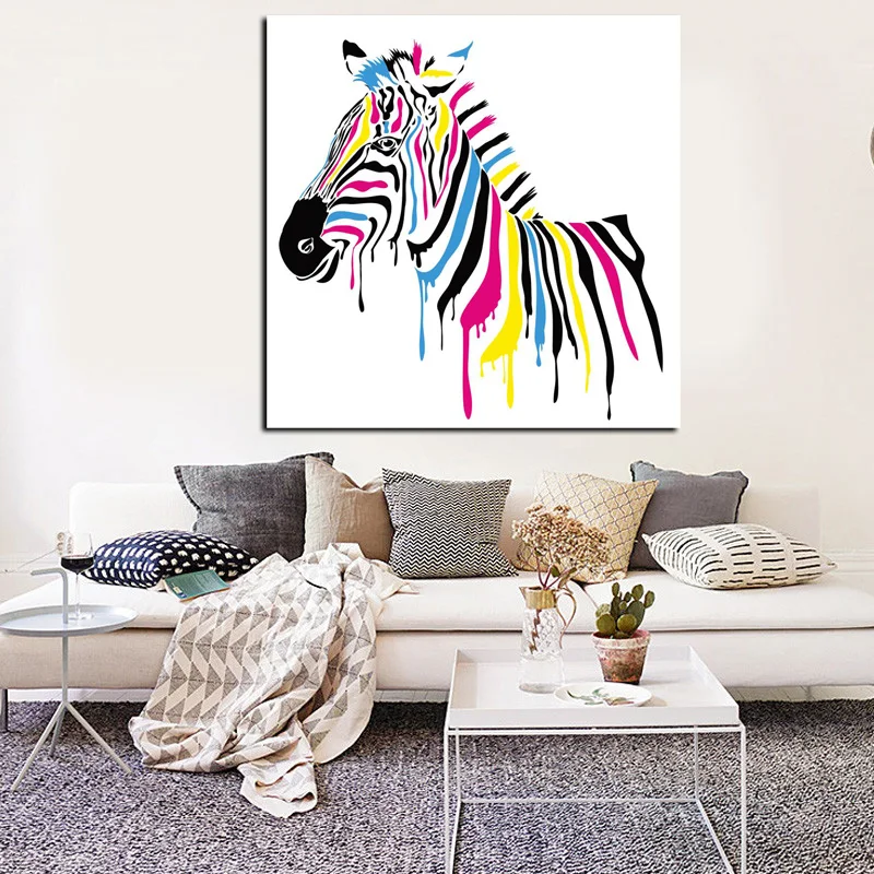 Художественный постер с изображением зебры HD принты красочные и черные