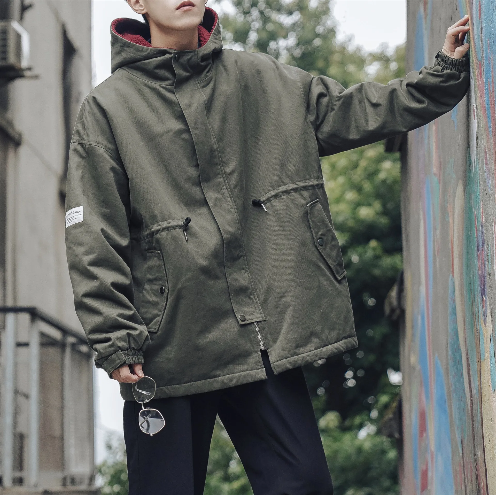 Зимняя утепленная хлопковая стеганая одежда с капюшоном 2018 мужское шерстяное