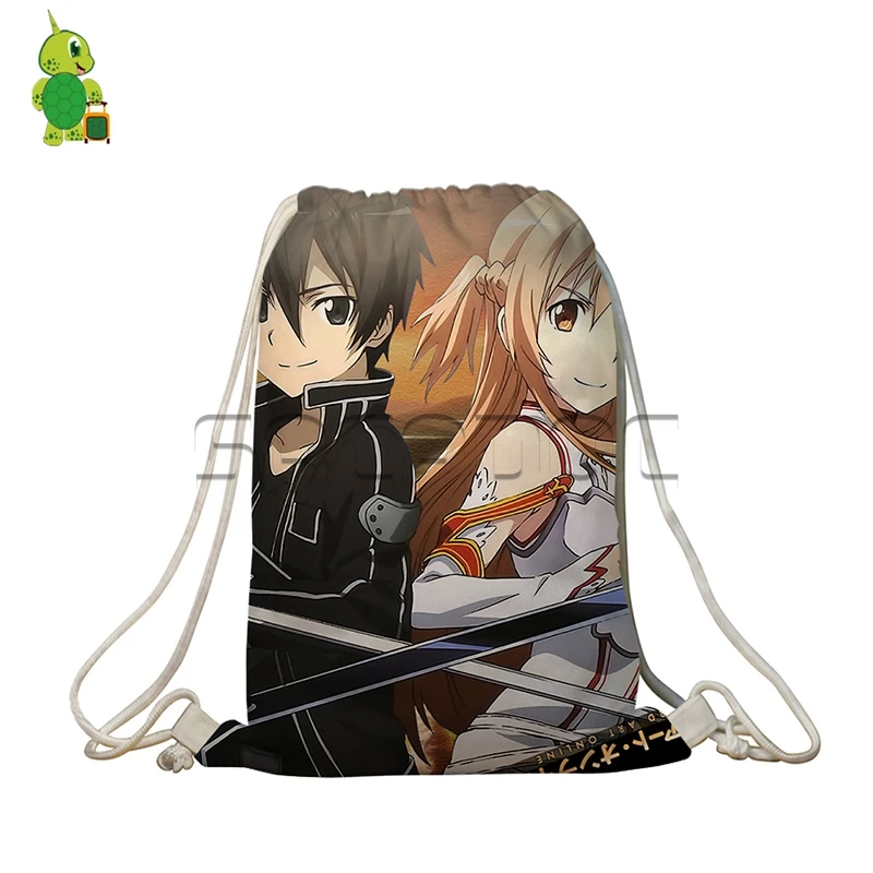 Школьные сумки на плечо с рисунком из аниме меч онлайн|drawstring bag|school shoulder bagbag boy |