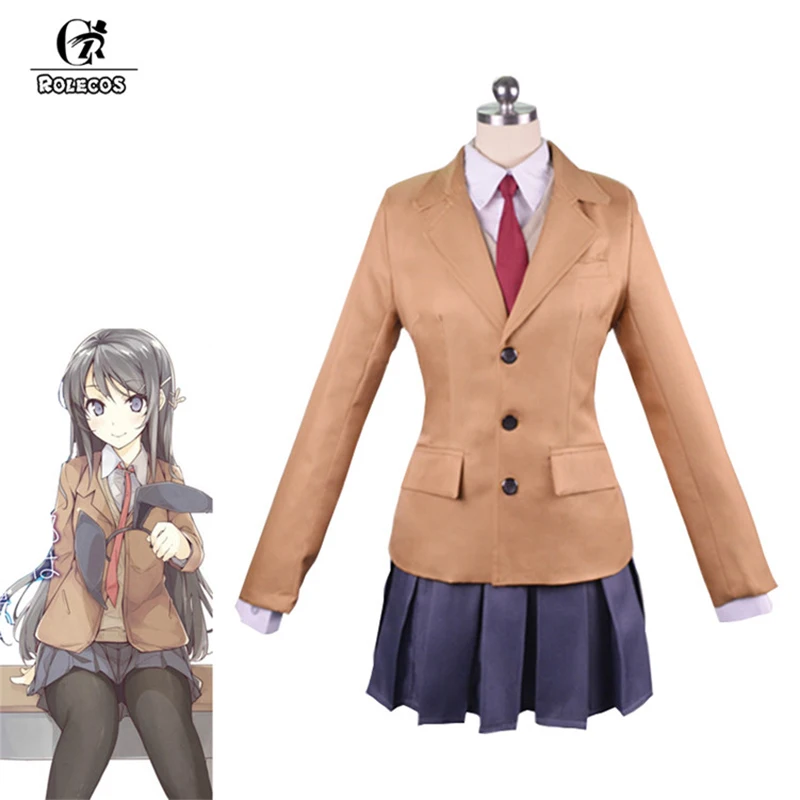 ROLECOS аниме Seishun Buta Yarou wa Bunny Girl Senpai no Yume wo Minai костюмы для косплея Sakurashima Mai школьная