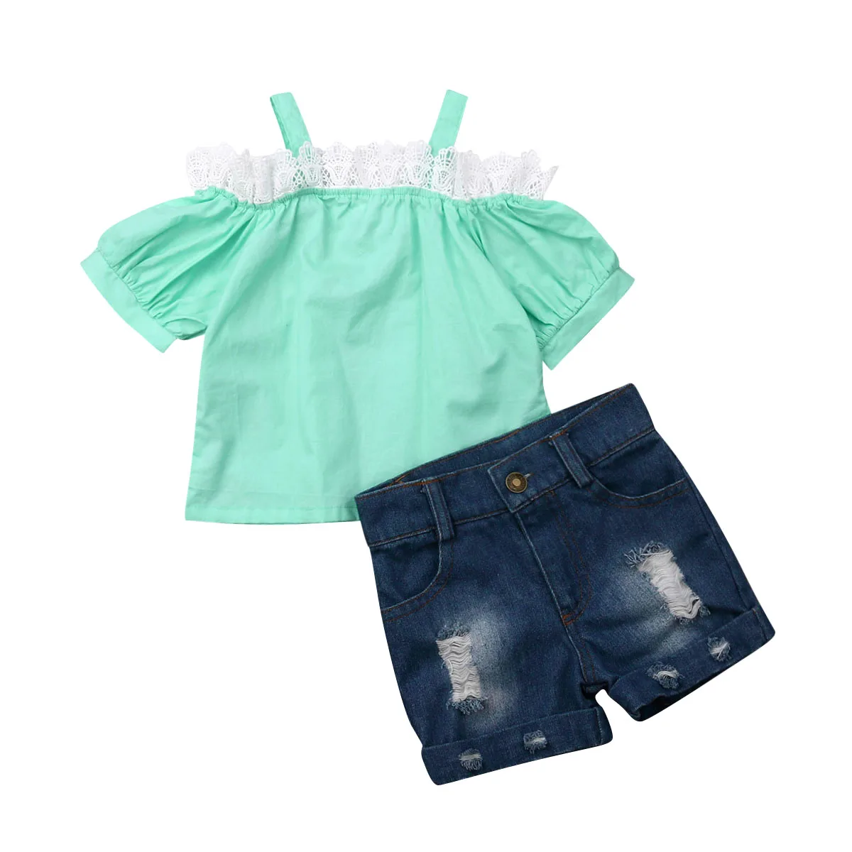 Новая летняя одежда для маленьких девочек Детская футболка с открытыми плечами