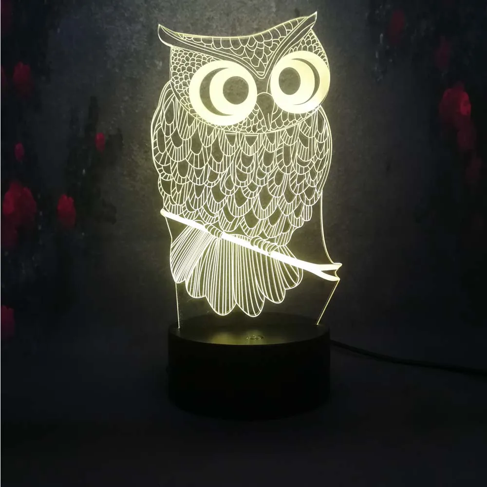 Лучшая продажа 3D LED настольная лампа ночник Сова RC пульт дистанционного