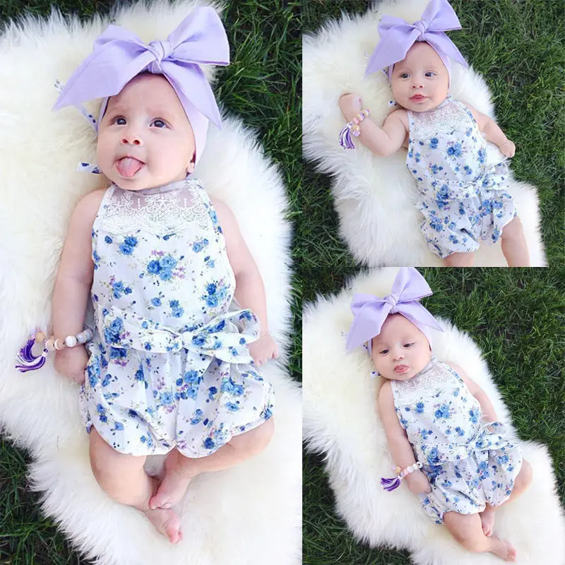 Комбинезон для новорожденных с коротким рукавом и цветочным принтом|jumpsuit romper