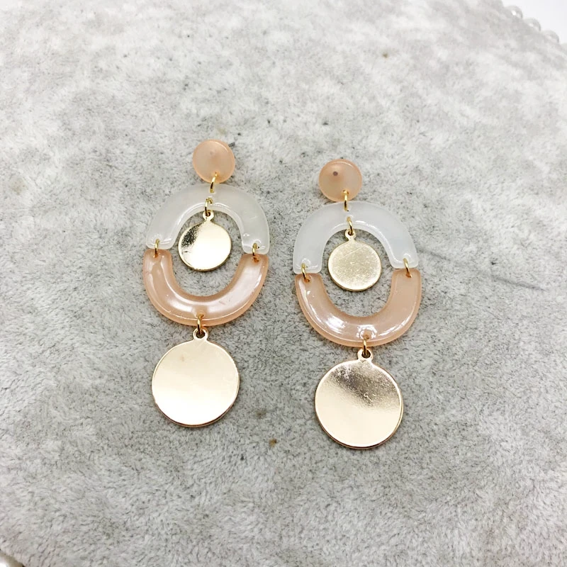 

Pink Acetate Gold Plating Findings Charm Geometric Stud Earring