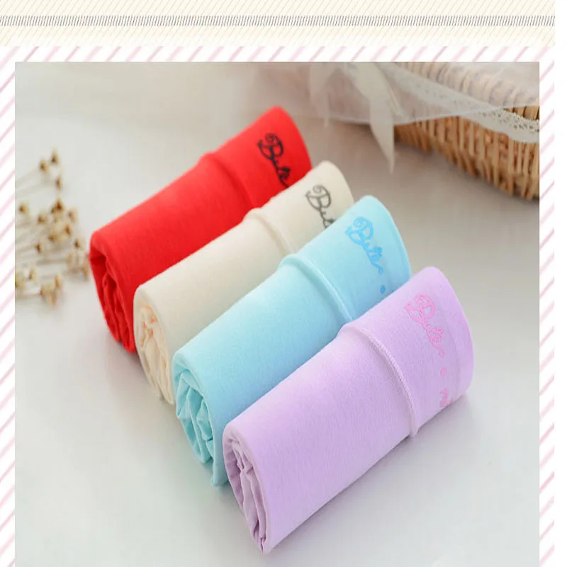 4pcs / 1set Solid Colors Cotton Underwear Women Panties Box Briefs New Sale Fashion Pretty for Waist |
