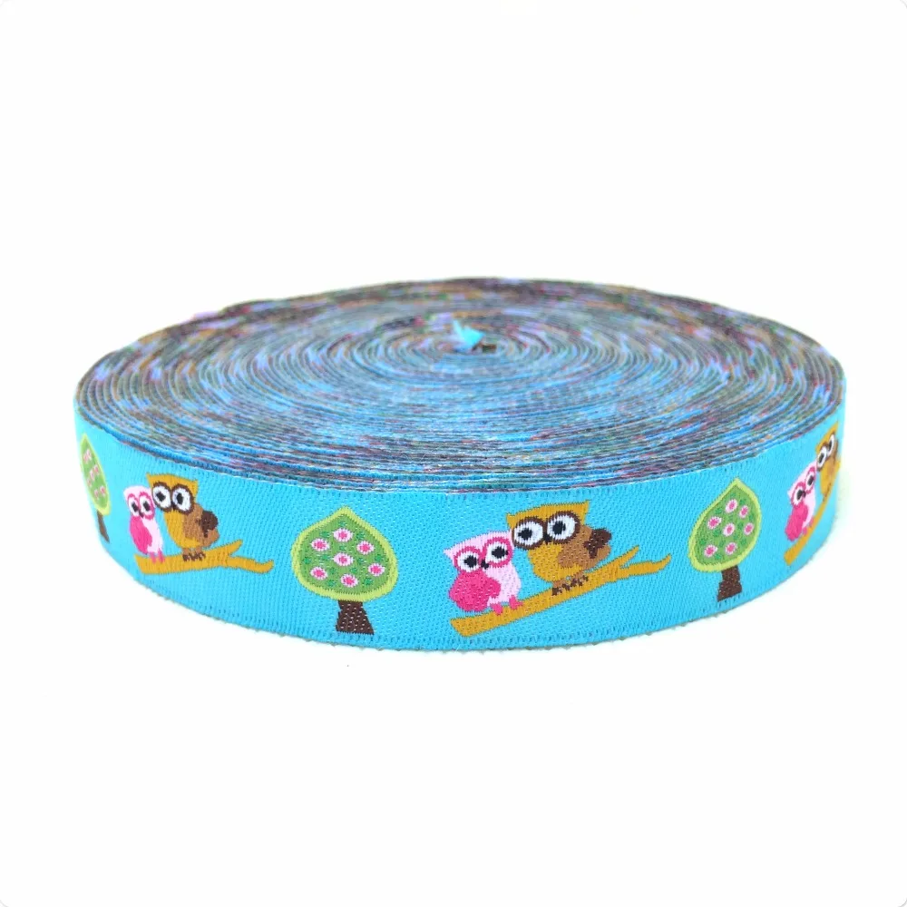 

New lace 5/8' 16mm 10yard/set 100% polyester computer jacquard ribbon owl Cartoon ribbon KTZD15102406