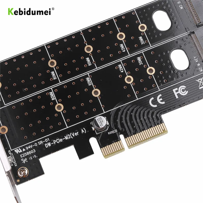 Kebidumei добавьте карты M.2 в PCIE Adapter/PCI Express NVMe SSD NGFF X4 M Key B расширения с двойным