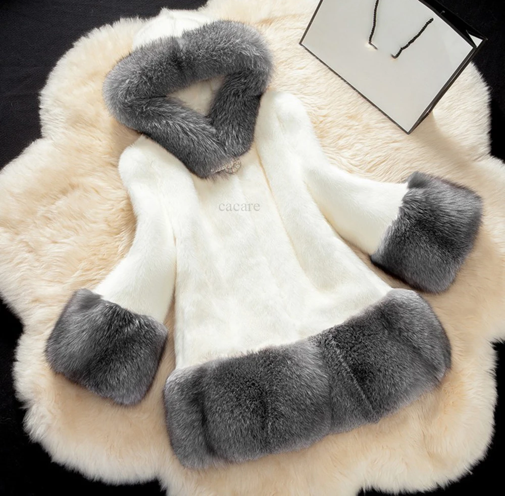 Длинная шуба из искусственного меха F0412 осенне-зимняя недорогая с меховыми