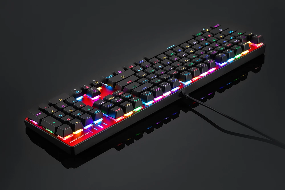 Motospeed CK104 металлический переключатель с 104 клавишами RGB игровая Проводная Механическая клавиатура светодиодный с подсветкой анти-привидение для геймерского компьютера