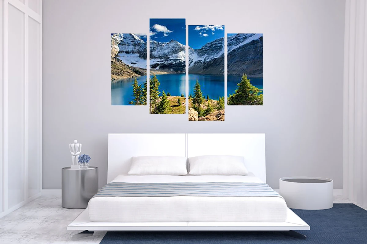 JIE DO ART 4 штуки современного искусства на стене Япония Пейзажная картина Фудзияма и озеро Мира Декоративные картины для гостиной.