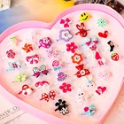 Симпатичные Детские кольца, 2 шт.компл., пластиковые украшения для девочек в Корейском стиле, из полимерного сплава, без коробки, случайный подарок