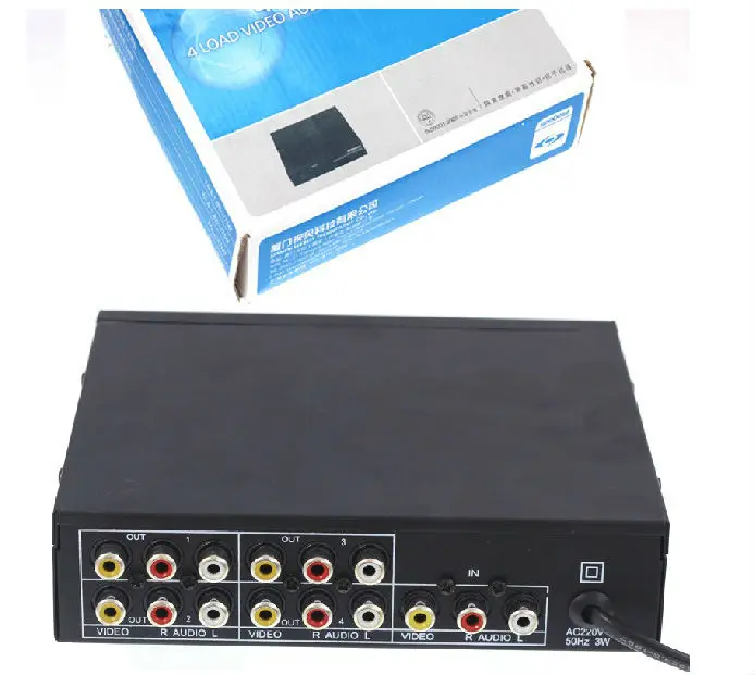 4 полосный 1 вход выхода Видео Аудио amp сплиттер RCA разъем AV 220 В 50 Гц|splitter 220v|splitter