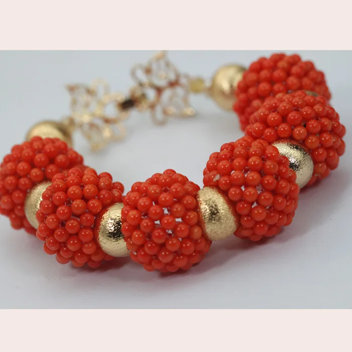 Новый стиль оранжевые Коралловые бусы Ювелирные наборы нигерийские Африканские