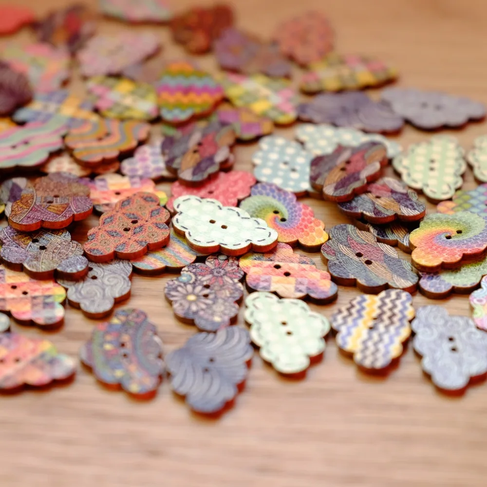 Деревянные пуговицы в форме облаков для шитья 50 шт./компл. скрапбукинга 20 мм