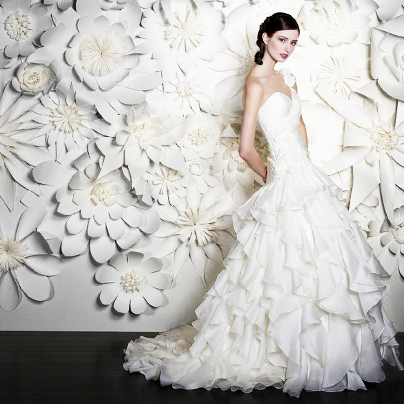 Combinaci&oacute;n de cart&oacute;n gigante para pared de boda, arco de papel de flores, Fondo de boda, decoraci&oacute;n de fondo, 30CM-60CM, 42 Uds.-0