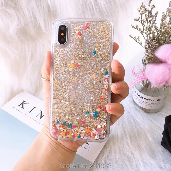 C-ku для Iphone X XS 8 7 PLUS 7plus 6 6S 3D жидкий зыбучий песок фрукты звезда Жесткий ПК ТПУ чехол