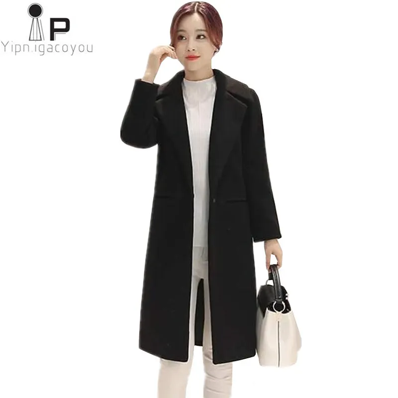 Длинное теплое шерстяное пальто женская одежда осень 2018 Новинка плюс размер