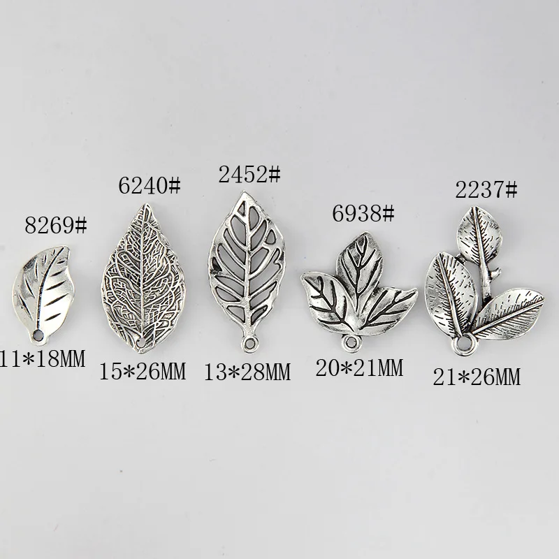 50pcs Leaf Charms Ant-silver color Leaves Hollow Pendant Handmade Hanging Crafts for DIY Fashion Vintage Choker Necklace - купить по