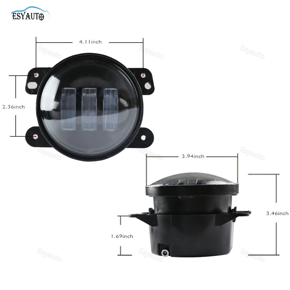 4 Inch Fog Lights 30W Led 4'' Lamp PC Len Projector Lamps Bulb + Smoke Front Turn Signal light for Jeep | Автомобили и