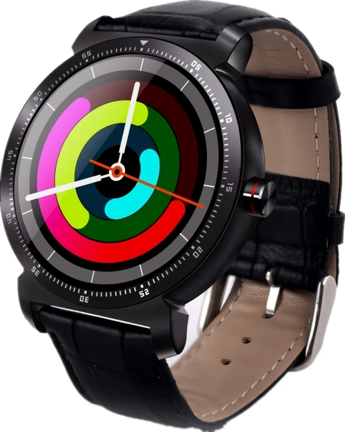 Black Leather EXRIZU Bluetooth Смарт-часы MTK2502C 1,3 дюймов ips круглый экран монитор сердечного ритма микрофон умные часы Спорт ходьба Бег Туризм - Цвет: Black Leather