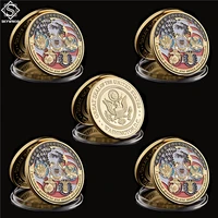 5pcs usa military freedom eagle gold commemorative navy usaf usmc army coast guard rare token challenge coin
