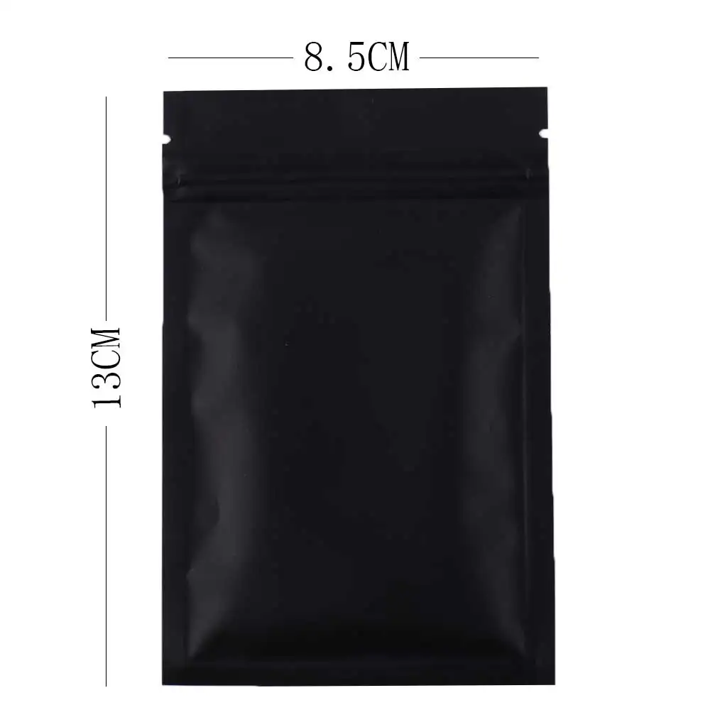 Black Size 85x130mm Различные размеры, 100 шт./лот, черный, золотой, зеленый цвета, на молнии сверху, Упаковочная Сумка, плоский металлический Майларовый замок, сумка для хранения еды и чая - Цвет: Black Size 85x130mm