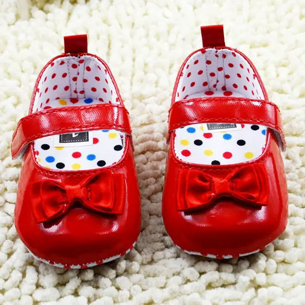 Newest Baby Girls Infants Princess Bowknot PU Leather Soft Sole Crib Dress Shoes 0-18M SHM |