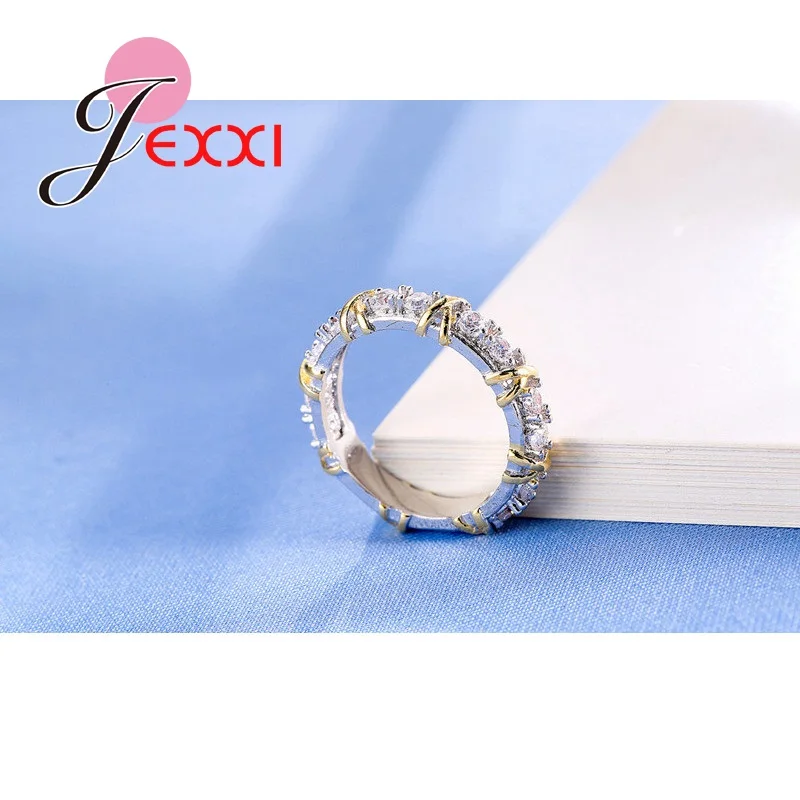 Classic X Tied 925 Sterling Silver Jewelry Ring AAA Zircon Rhinestone Crystal for Women Best Lovers'Gifts | Украшения и